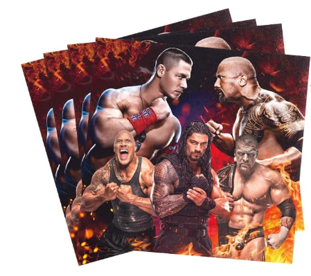 CHAMPBULL 41Pcs Wrestling Birthday Decorations Include 20 Plates, 20 Napkins and 1 Tablecover for Wrestling Birthday Party Supplies