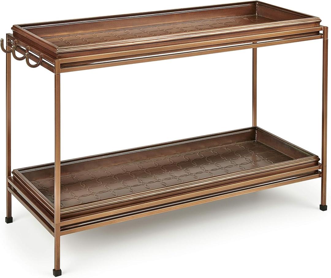 Good Directions Double Boot Tray, Circles Multi-Purpose All Weather Decorative Large Boot Tray, Shoes, Plants, Garage, Patio Door, Pet Bowls, 38 inch Entry Indoor Shoe Tray, Antique Copper Finish (Rack: 2 Tier - 38")