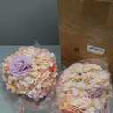 Suncalla 4 Pcs Artificial Floral Bouquet with Ribbons Hydrangea Flowers Balls 9.45in Pink Purple Hanging Kissing Flower Balls for Wedding DIY Bouquets Receptions Centerpieces Birthdays Party Backdrop