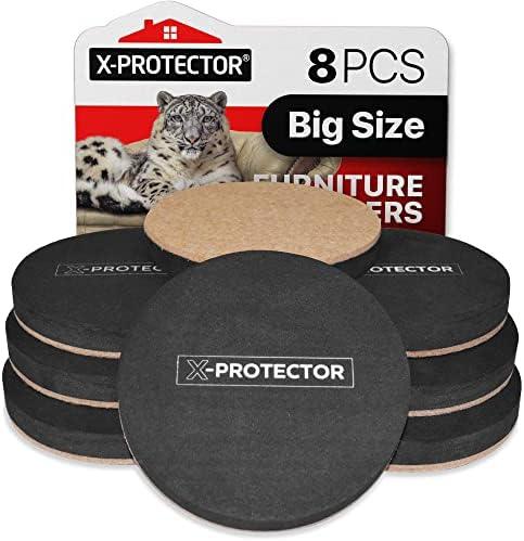 Felt Furniture Sliders Hardwood Floors X-PROTECTOR – 8 PCS 4 3/4 inch Furniture Sliders – Heavy Duty Felt Sliders Hard Surfaces – Move Your Furniture Easily & Safely!