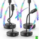 4 Pack Food Table Fan, 2000mAh USB Powered Rechargeable Food Fan, Portable Fan with Flexible Goose-Neck and Soft Blades for BBQ, Patio, Party (Black)