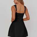 DAAWENXI Women's Casual Square Neck Sleeveless Tank Top Flare Mini Dress A Line Party Club Dresses (Black, L)