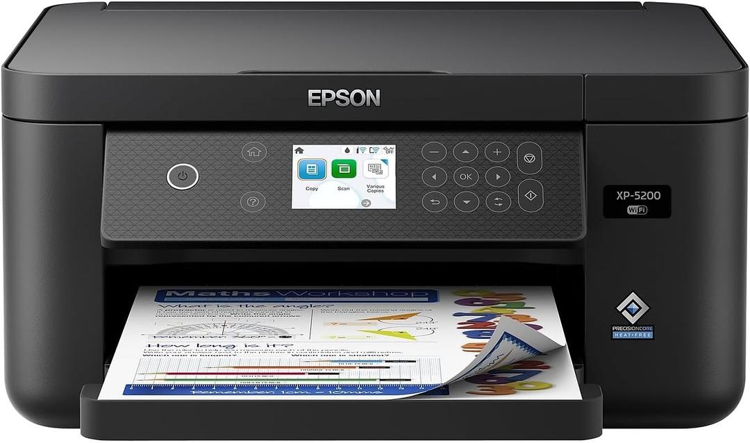 Epson Expression Home XP-5200 Wireless Color All-in-One Printer with Scan, Copy, Automatic 2-Sided Printing, Borderless Photos, 150-Sheet Paper Tray and 2.4" Color Display,Black (Black)