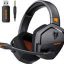 NUBWO Wireless Gaming Headset with Mic for Ps5 Ps4 PC, Zero Interference, 100-Hour Battery All-Day Play, 23ms Sync for Fortnite & Call of Duty/FPS Gamers, Triple Mode All Devices Compatible - Orange