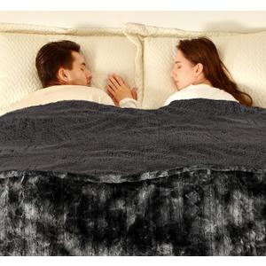 Bearhug Electric Blanket King Size 100"x 90", Dual Controllers Heated Blanket, Reversible Faux Fur & Sherpa, Over-Heat Protect, 10 Heating Levels, ETL, Machine Washable (Marble Black)