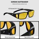 Night Driving Glasses for Men Women Fit Over Sunglasses Anti Glare Polarized HD Night Vision Glasses (F04 Glossy Black Frame/ Night Vision Lens)