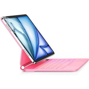 for iPad Air 11 inch Case with Keyboard (M3/M2, 2025/2024), iPad Pro 11 (4th/3rd/2nd/1st Gen) & Air 5/4th,Magic-Style Magnetic  Floating Cantilever Stand - Multi-Touch Trackpad (Pink)
