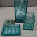 Clear Acrylic Bathroom Accessories Set - Rust-Free, Transparent Design - Includes Soap Dispenser, Toothbrush Holder, Cup, Soap Dish, and Toilet Brush 5-Piece (Teal Blue)