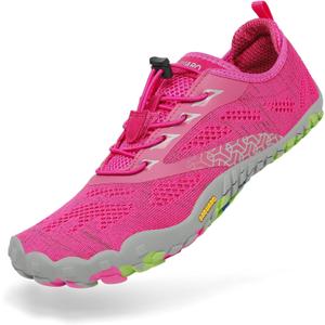 Mens Womens Barefoot Gym Running Walking Trail Beach Hiking Water Shoes Aqua Sports Pool Surf Waterfall Climbing Quick Dry Knit/ Rosy 10.5 Women / 8.5 Men