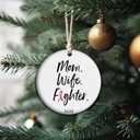 Cancer Survivor Ornament 2025 Woman Wife Fighter Gift Hope Keepsake for Cancer Warriors Strength Memorial Ceramic Christmas Decor (C1)