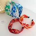 4 Pack Bright Floral Printed Headbands Wide Knotted Headbands for Women Cross Knot Fashion Hair Bands