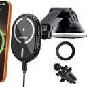 OHLPRO for iPhone 17 MagSafe Car Mount Charger, 15W Fast Wireless Charging Magnetic Holder with Extendable Suction Cup Arm, Dashboard & Vent Mount Compatible with iPhone 16/15/14/13 Pro Max
