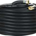 100FT 5/8 Heavy Duty Rubber Garden Hose - 300psi Working, 1000psi Burst - Hot/Cold Water - Five-Layered Braiding for Durability - Versatile for Gardening, Agriculture, Construction(Black)