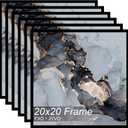 Fxojyvo 20x20 Frame Set of 6, Black Picture Frame for 20 x 20 Square Picture Poster Photo, Light Weight and High Transparent 20 by 20 Frame for Wall - 6 Pack/Black/20 x20