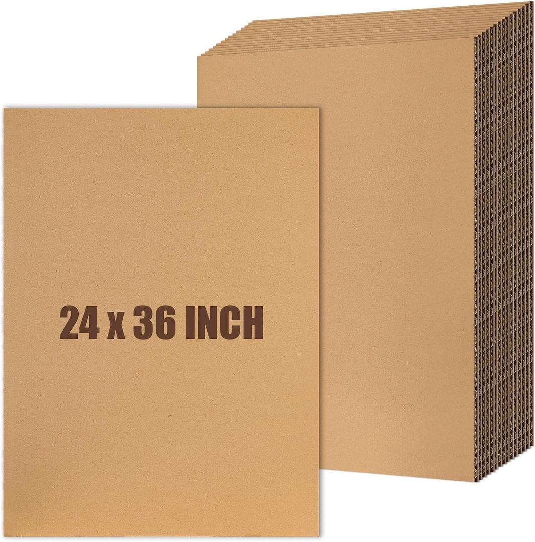 Feifeiya 15 Pack Corrugated Cardboard Sheets 24 x 36 Inch Large Flat Cardboard Sheets Packaging Inserts Flat Square Inserts for Shipping Packing Mailing Crafts