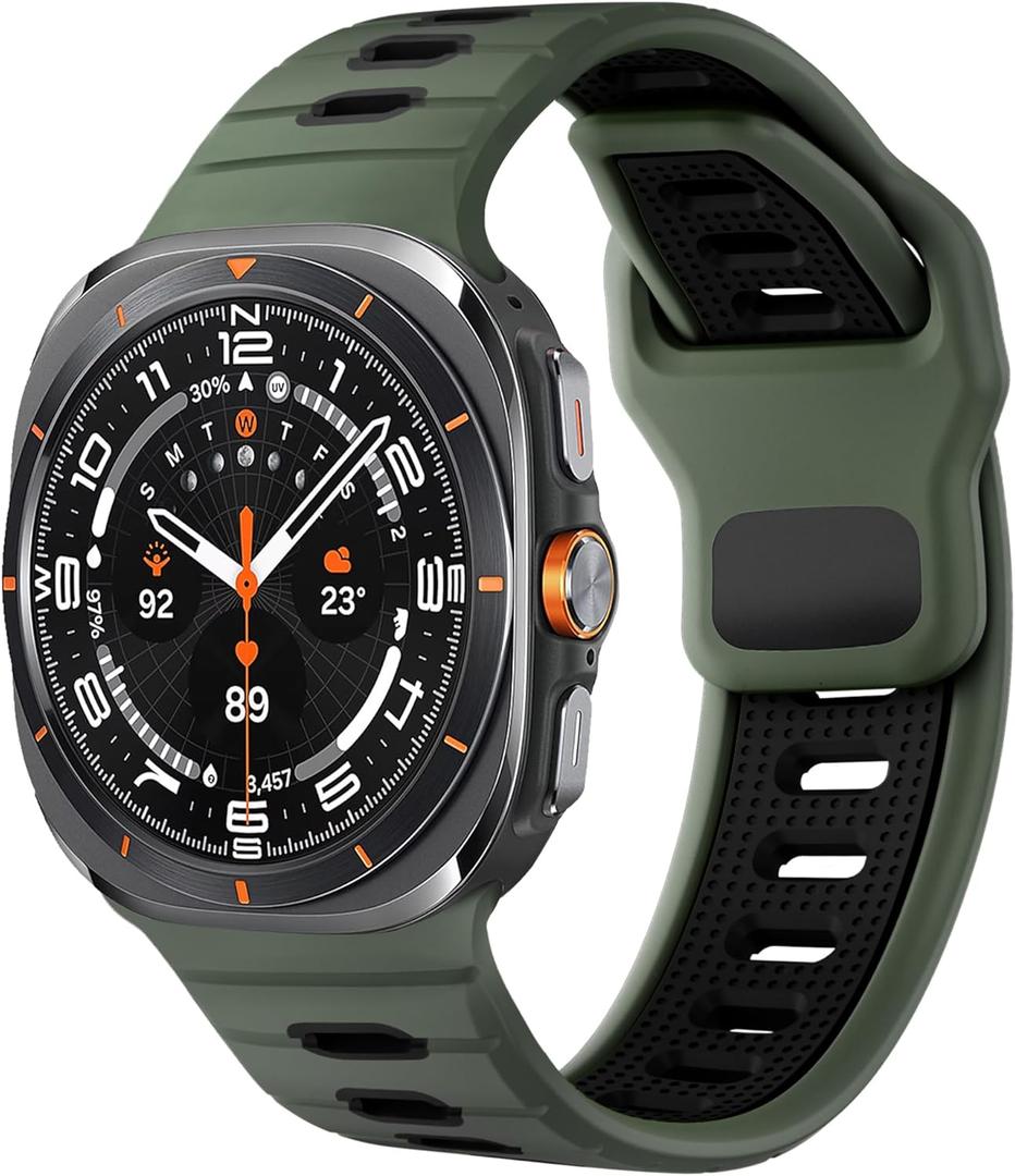 Rugged Sport Band for Samsung Galaxy Watch Ultra Bands 47mm Men/Women,Two Tone Silicone Waterproof Strap Compatible with Samsung Watch Ultra Band,Galaxy Watch 7 Ultra Bands Replacement Correa Reloj