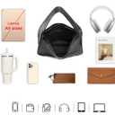 NEWBELLA Hobo Purse, PU Leather Shoulder Bag, Tote Handbag for Work and Travel, Black