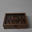 SONGMICS Watch Box, 10-Slot Solid Wood Watch Case Organizer with Glass Lid, Display Case with Removable Pillows, Gift for Loved Ones, Rustic Walnut UJOW100K01