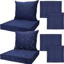 Mindsoft 2 Sets Waterproof Couch Cushion Slipcovers Backrest Outdoor Stretch Cushion Covers with Zipper (24 x 21.3, 24 x 24 x 4.7 Inch,Dark Blue)