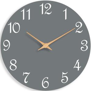 Roymnie Wall Clock 12 Inch, Modern Wall Clocks Battery Operated, Silent Non Ticking Clock Decorative for Living Room, Office, Bedroom, Home, School (Gray)
