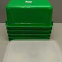 Storex Small Cubby Bins – Plastic Storage Containers for Classroom with Non-Snap Lid, 12.2 x 7.8 x 5.1 inches, Green, (62409U05C) (Pack of 5)