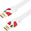 Postta Flat HDMI Cable 25 Feet Flat HDMI 2.0 Cord Support 4K, 3D, 2160p, 1080p, Ethernet and Audio Return-White-Red