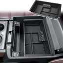 Center Console Organizer Tray Compatible with 2014-2018 Chevy Silverado/GMC Sierra 1500 and 2015-2019 2500HD/3500HD Accessories & 2015-2020 Tahoe/Suburban/Yukon/Yukon XL, Armrest Storage Box Black