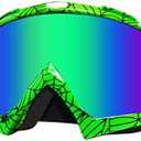 CoPvner Dirt Bike Motorcycle Goggles ATV Motocross Riding Goggles UV400 OTG Offroad MX Helmet Racing Four Wheeler Goggle for Adults Men Women Youth Kids(Spider green frame+color lens)