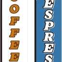 2 Pack Coffee Espresso Feather Flags Cafe Feather Swooper Banner 2.5 x 12 ft Tall Heavy Duty Coffee Espresso Shop Advertising Market Sign Weatherproof Outdoor Business Flag Only(Classic)