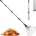 2 Pack Garden Rake for Leaves,Heavy Duty Metal Adjustable Leaf Rake for Lawns,Long Handle 33"-69" with Expandable Head 8"-15",Garden Tools for Yard Lawn Shrub Garden Beds
