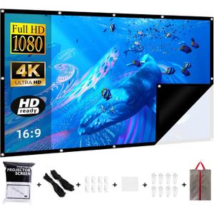 Black Backing Projector Screen 60 Inch VERCORKIN Outdoor Indoor Portable Projection Screens Movie Screen 16:9 Foldable for Home Theater Movies, Office, Outdoor Movies (60 INCH)