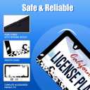 2Pcs Black White Cherry Blossoms License Plate Frame Floral Flowers License Plate Stainless Steel Parts Colorful License Plate Decorative with Screws Size 12.3" x 6.3" Men Women