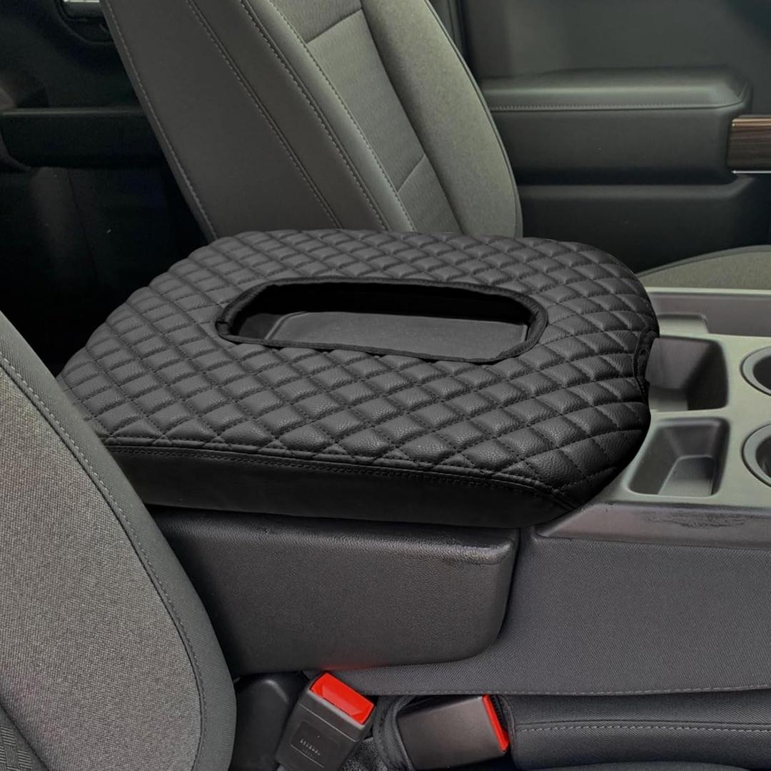 Xaido Center Console Armrest Cover Compatible with Chevy Silverado & GMC Sierra 2019 2020 2021 2022 2023 2024 2025 2026 Accessories, Jump Seat Console Arm Rest Cushion Protective, Black