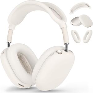 Silicone Case Cover for AirPods Max, Ear Pad Case Cover/Ear Cups Cover/Headband Cover for AirPods Max Headphones, Accessories Soft Silicone Protector for Apple AirPods Max New USB-C (2024) (Beige)