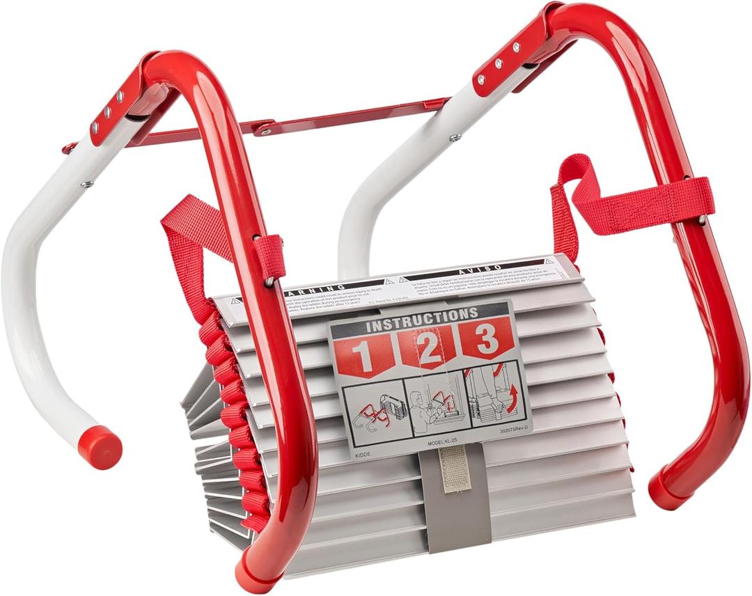 Kidde Fire Escape Ladder, 2-Story Rope Ladder, Extends to 13-Feet, Anti-Slip Rungs
