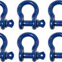 6 Pack Blue Hi-Gear Rigging 1/2" Bow Shackles D Ring Rugged 10 Ton 22,000 Lbs Breaking Strength, WLL 2 Ton 4400 lbs w 5/8'' Pin Clevis Screw Heavy Duty f Marine Boat Anchor ATV UTV Recovery