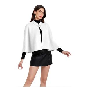 XINMAIKE Women's Wool Blended Shawl Cloak With A Hat To Keep Warm In Winter. (Creamy white), Size 21" x 38"