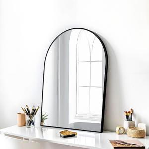 24x16 Arch Mirror Rectangle Wall Mounted Metal Frame Mirrors for Entryway Bedroom Bathroom Living Room 16 24 inch Black