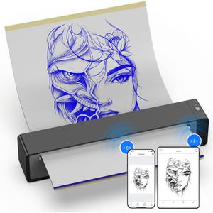 Wormhole Tattoo Stencil Printer, Bluetooth Tattoo Printer Portable Thermal Ttattoo Machine with 2500mAh Battery Support Smartphones & PC Dark Gray