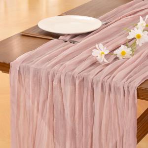 Socomi 6pcs Pink Cheesecloth Table Runner Summer Boho Rustic Gauze Dusty Pink Farmhouse 120 inch 10FT Cheese Cloth Sheer Runner for Wedding Party Baby Shower Birthday Home Decor
