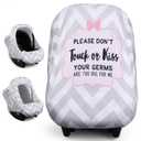 Metplus 2-in-1 Baby Car Seat Cover, Multi Use Cover for Baby Car Seat Canopy with Privacy Sun Shade, Protect Your Baby's Safety Seat with Style, Infant Carrier Covers for Boys & Girls (Dont Touch Sign)