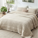 Bedsure Queen Comforter Set - Cooling and Warm Bed Set, Linen Reversible Bedding for All Season, 3 Pieces, 1 Queen Size Comforter (88"x88") and 2 Pillow Cases(20"x26")