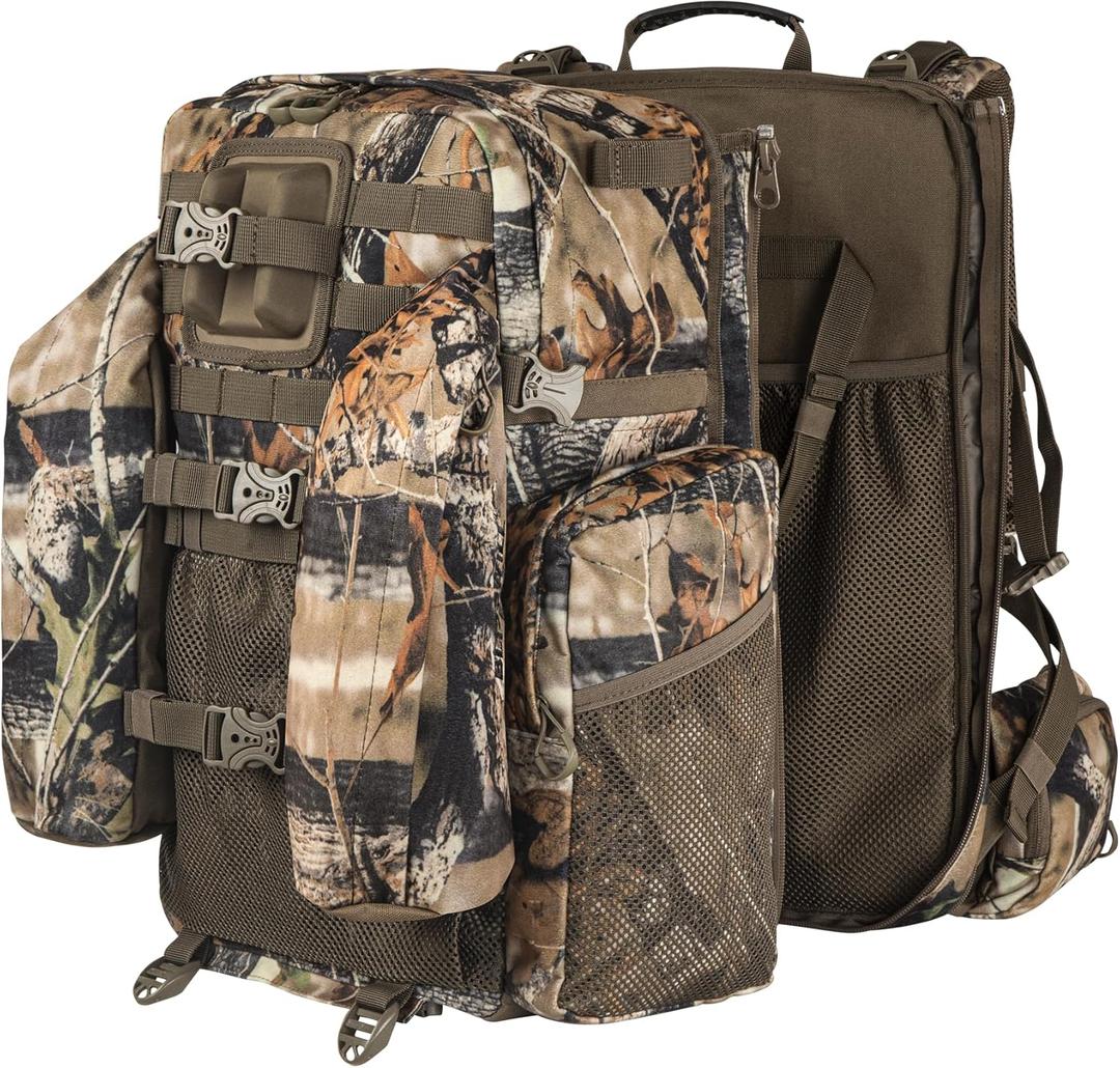 BLISSWILL Upgraded Hunting Backpack,With Padded Weapon Compartment for Bow RifleFor Deer and Elk HuntingHunting bag with Rain Cover(Forest Floor)