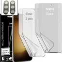 [2SET 6PCS] (2 Self Healing(clear) TPU film + 2 Anti-glare(matte) TPU film + 2 Lens Protector) compatible with Samsung Galaxy S23 Plus 5G 2023 Easy to Install TPU Film screen protector Scratch Resistant [Perfect Fit for 3D edge Screen] For Samsung Galaxy S23+ 5G 2023 TUFF STONE Screen Protector