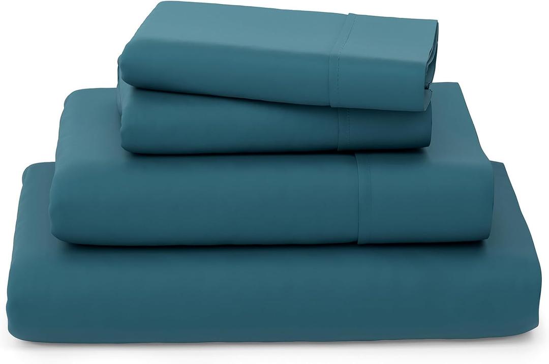 Cosy House Collection Luxury Bamboo Sheets - Blend of Rayon Derived from Bamboo - Cooling & Breathable, Silky Soft, 16-Inch Deep Pockets - 4-Piece Bedding Set - Queen, Dark Teal