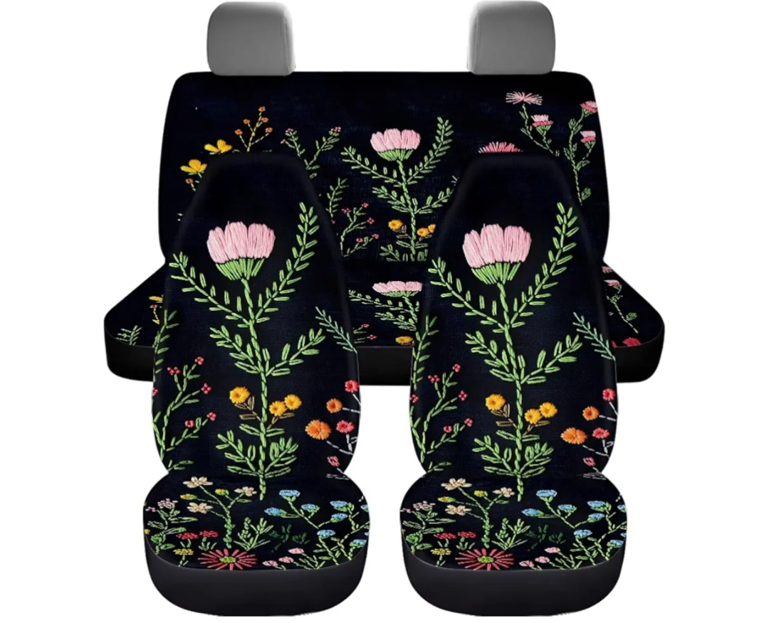 Floral Car Seat Covers Full Set,Automotive Vehicle Cushion Covers,Universal Fit for Most Cars,SUV,Sedans and Pick-up Trucks