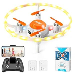 4DV5 Mini Drone for Kids with 720P Camera,FPV Live Video,LED Lights RC Quadcopter for Beginners,Boys and Girls Toys Gifts, Waypoints, Altitude Hold, Circle Fly,3D Flips,2 Battery,Orange