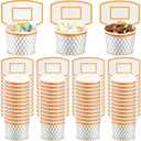 Suclain Basketball Hoop Snack Cups Basketball Party Decorations Paper Party Supplies Kids Paper Snack Cups Disposable Treat Food Bowls for Ball Themed Birthday Favors(48 Pieces)