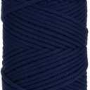 PATIKIL 4mm x 109 Yard Macrame Cord, Soft Cotton Colored Macrame Yarn String 4 Strand Twisted for Wall Hanging Plant Hanger Dreamcatcher DIY Knitting Supplies, Navy Blue
