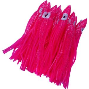 Hoochie Octopus Skirts Trolling Lures Fishing Tackle Soft Plastic Lures Luminous Squid Skirts Saltwater/Bait Lures1.9 '' - 8 ''22PK (7.8in/22Pack, pink/Luminous)